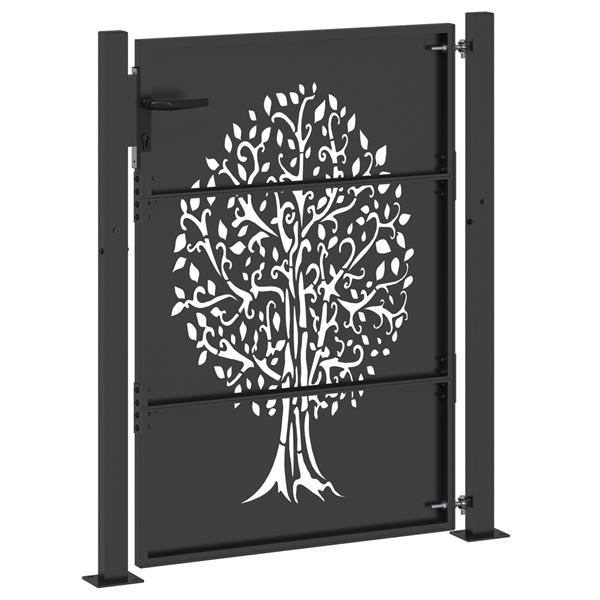 Grote foto vidaxl tuinpoort anders zwart 105 x 125 cm poedergecoat staal tuin en terras hekken en schuttingen