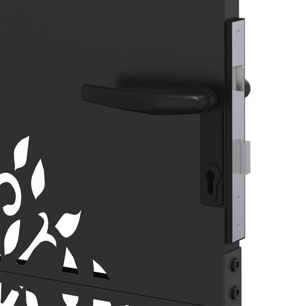 Grote foto vidaxl tuinpoort anders zwart 105 x 125 cm poedergecoat staal tuin en terras hekken en schuttingen