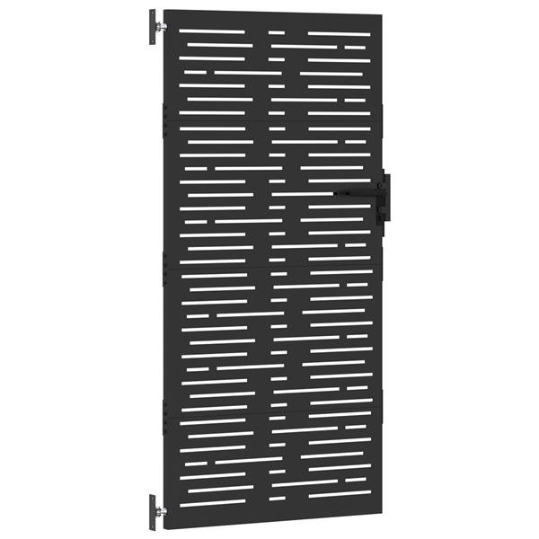 Grote foto vidaxl tuinpoort zwart 105 x 175 cm poedergecoat staal tuin en terras hekken en schuttingen