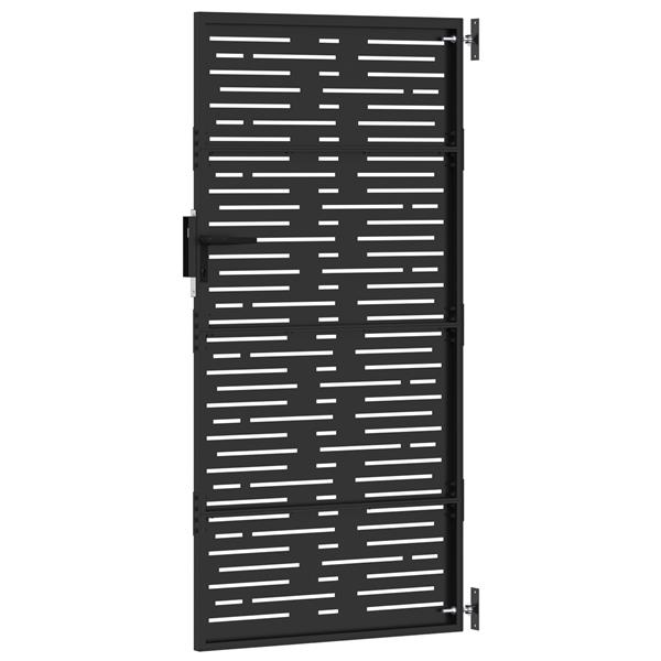 Grote foto vidaxl tuinpoort zwart 105 x 175 cm poedergecoat staal tuin en terras hekken en schuttingen