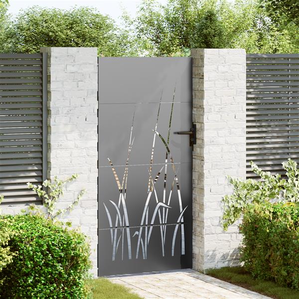 Grote foto vidaxl tuinpoort met slot zwart 105 x 200 cm poedergecoat staal tuin en terras hekken en schuttingen