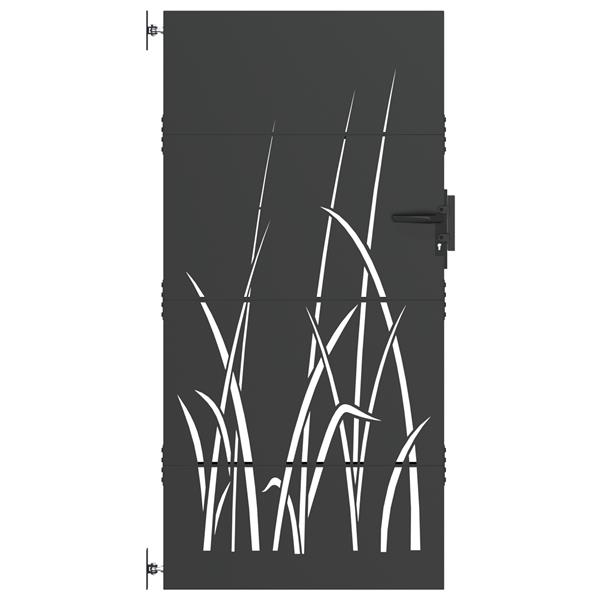 Grote foto vidaxl tuinpoort met slot zwart 105 x 200 cm poedergecoat staal tuin en terras hekken en schuttingen