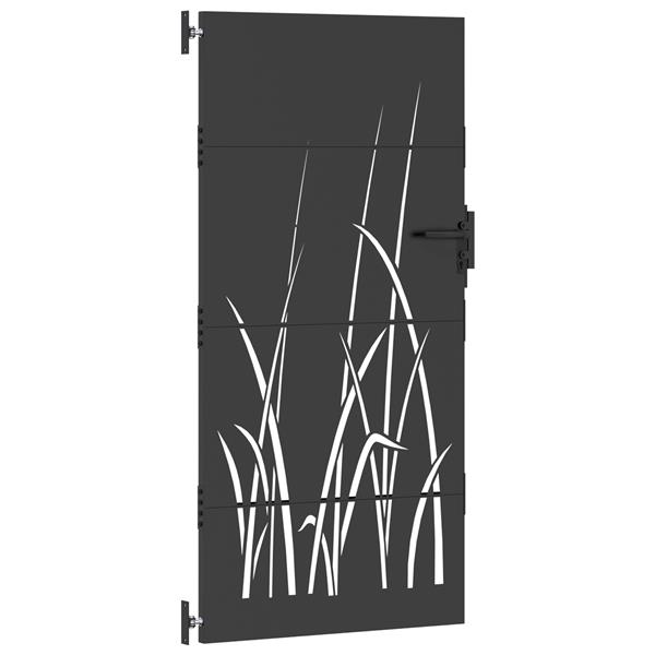 Grote foto vidaxl tuinpoort met slot zwart 105 x 200 cm poedergecoat staal tuin en terras hekken en schuttingen