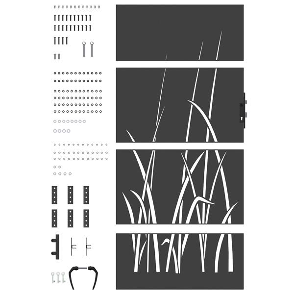 Grote foto vidaxl tuinpoort met slot zwart 105 x 200 cm poedergecoat staal tuin en terras hekken en schuttingen