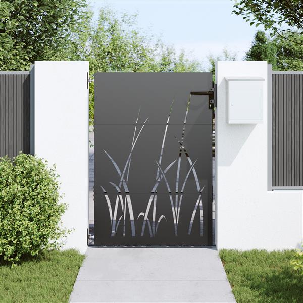Grote foto vidaxl tuinpoort met slot zwart 105 x 150 cm poedergecoat staal tuin en terras hekken en schuttingen