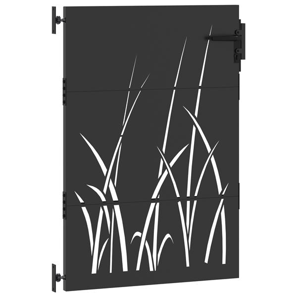 Grote foto vidaxl tuinpoort met slot zwart 105 x 150 cm poedergecoat staal tuin en terras hekken en schuttingen