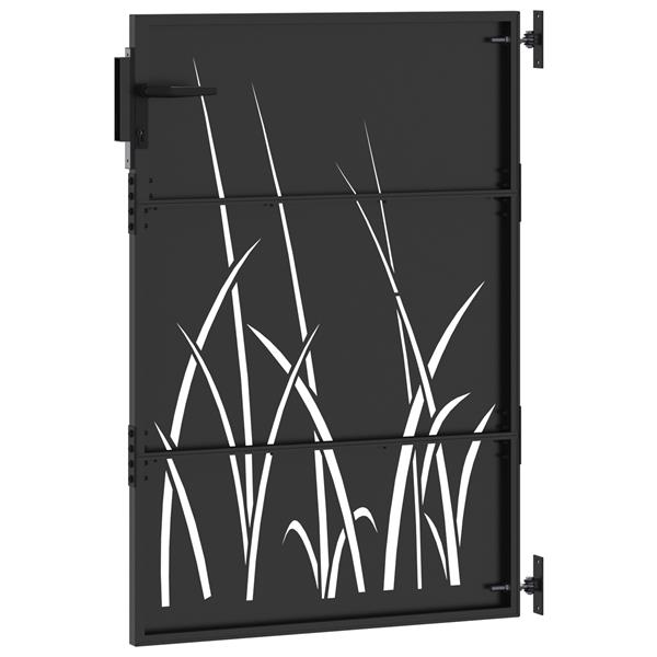 Grote foto vidaxl tuinpoort met slot zwart 105 x 150 cm poedergecoat staal tuin en terras hekken en schuttingen