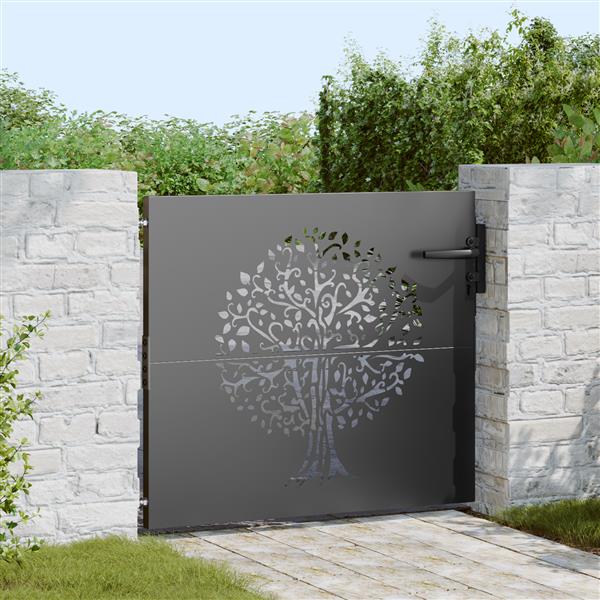 Grote foto vidaxl tuinpoort anders zwart 100 x 100 cm poedergecoat staal tuin en terras hekken en schuttingen