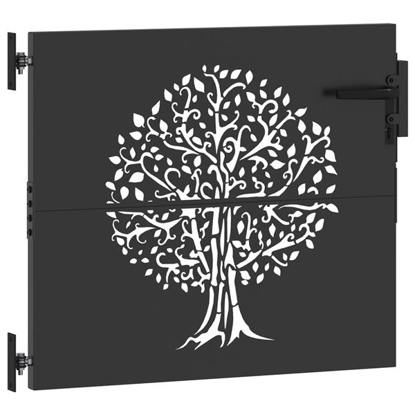 Grote foto vidaxl tuinpoort anders zwart 100 x 100 cm poedergecoat staal tuin en terras hekken en schuttingen