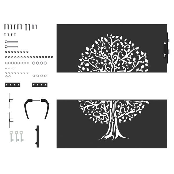 Grote foto vidaxl tuinpoort anders zwart 100 x 100 cm poedergecoat staal tuin en terras hekken en schuttingen