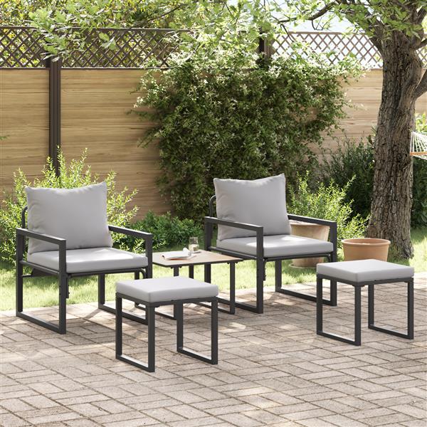 Grote foto vidaxl tuin sofa set 4 pcs zwart 61 x 72 5 x 71 cm staal tuin en terras tuinmeubelen