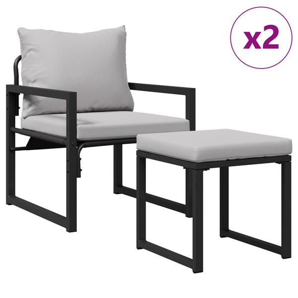 Grote foto vidaxl tuin sofa set 4 pcs zwart 61 x 72 5 x 71 cm staal tuin en terras tuinmeubelen
