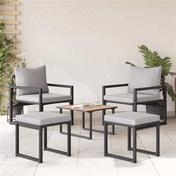 Grote foto vidaxl tuin sofa set 4 pcs zwart 61 x 72 5 x 71 cm staal tuin en terras tuinmeubelen