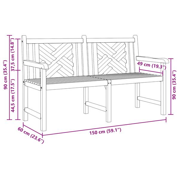 Grote foto vidaxl tuinbank bruin 150 x 60 x 90 cm massief teakhout tuin en terras tuinmeubelen
