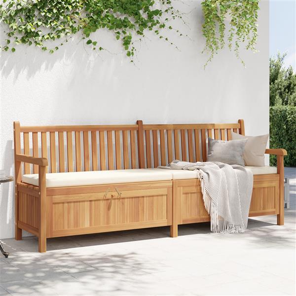 Grote foto vidaxl tuinkast bank bruin 228 x 60 x 90 cm massief teakhout tuin en terras tuinmeubelen