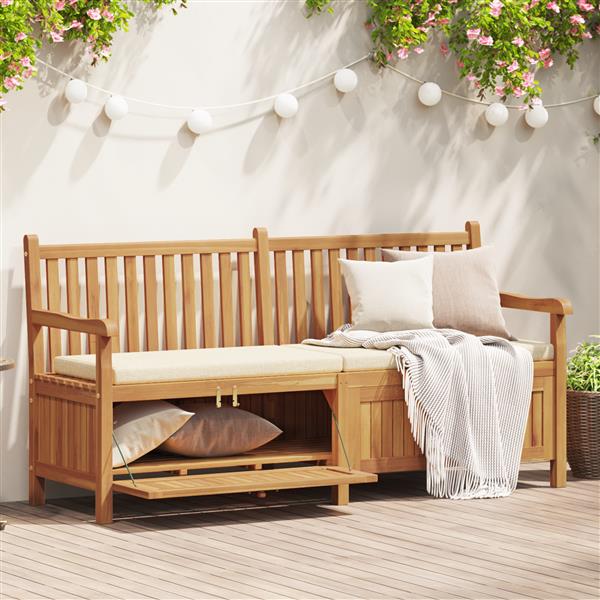 Grote foto vidaxl tuinkast bank bruin 228 x 60 x 90 cm massief teakhout tuin en terras tuinmeubelen