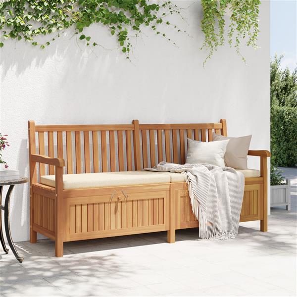 Grote foto vidaxl tuinkast bank bruin 228 x 60 x 90 cm massief teakhout tuin en terras tuinmeubelen