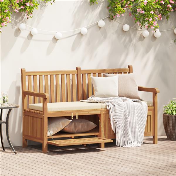 Grote foto vidaxl tuinkast bank bruin 150 x 60 x 90 cm massief teakhout tuin en terras tuinmeubelen