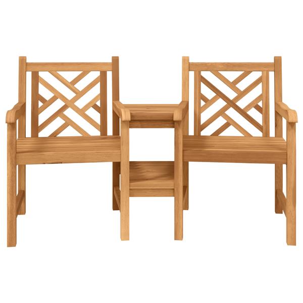 Grote foto vidaxl tuinstoelen met plank rooster met opslag bruin 152 x 63 x 89 cm massief teakhout tuin en terras tuinmeubelen