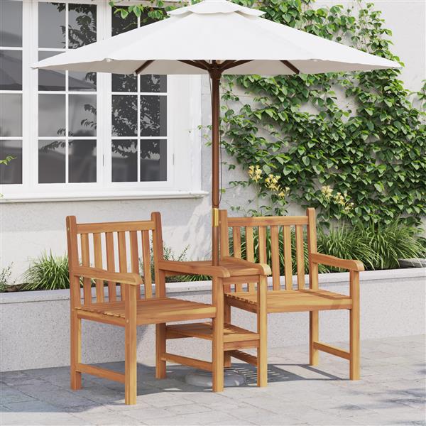 Grote foto vidaxl tuinstoelen met plank geometrisch met opslag bruin 152 x 63 x 89 cm massief teakhout tuin en terras tuinmeubelen