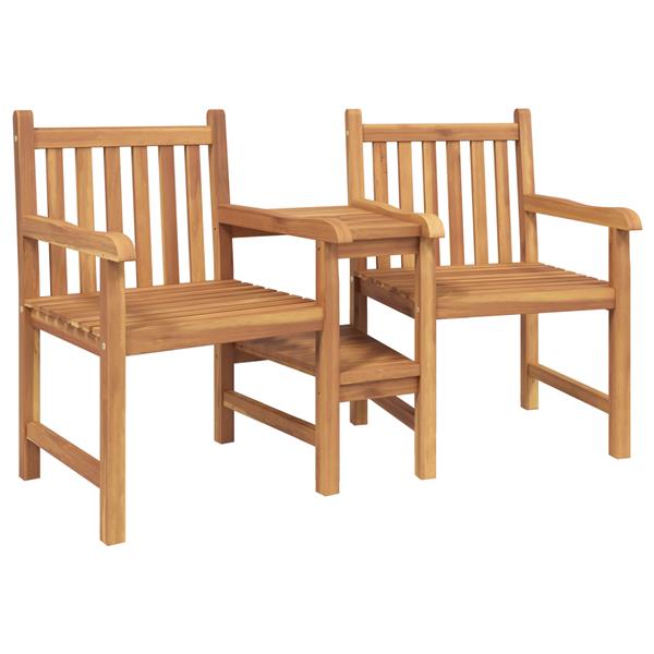 Grote foto vidaxl tuinstoelen met plank geometrisch met opslag bruin 152 x 63 x 89 cm massief teakhout tuin en terras tuinmeubelen