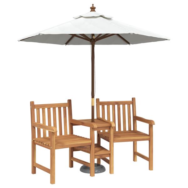 Grote foto vidaxl tuinstoelen met plank geometrisch met opslag bruin 152 x 63 x 89 cm massief teakhout tuin en terras tuinmeubelen