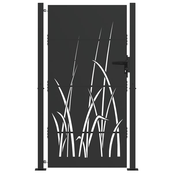 Grote foto vidaxl tuinpoort zwart 105 x 200 cm poedergecoat staal tuin en terras hekken en schuttingen