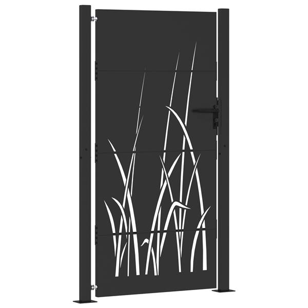 Grote foto vidaxl tuinpoort zwart 105 x 200 cm poedergecoat staal tuin en terras hekken en schuttingen