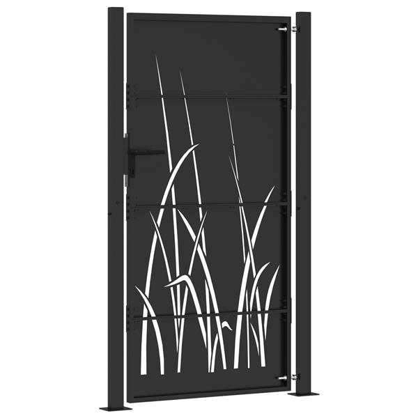 Grote foto vidaxl tuinpoort zwart 105 x 200 cm poedergecoat staal tuin en terras hekken en schuttingen