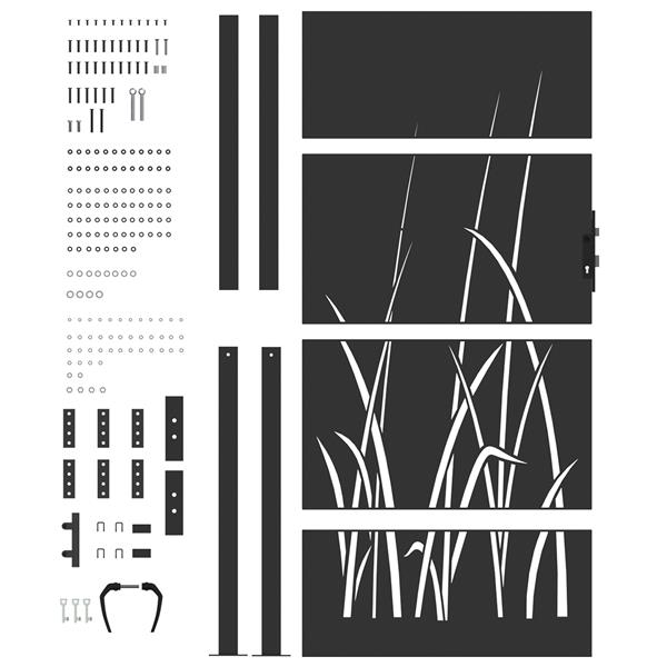 Grote foto vidaxl tuinpoort zwart 105 x 200 cm poedergecoat staal tuin en terras hekken en schuttingen