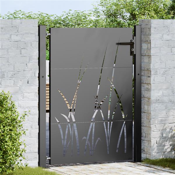 Grote foto vidaxl tuinpoort zwart 105 x 125 cm poedergecoat staal tuin en terras hekken en schuttingen