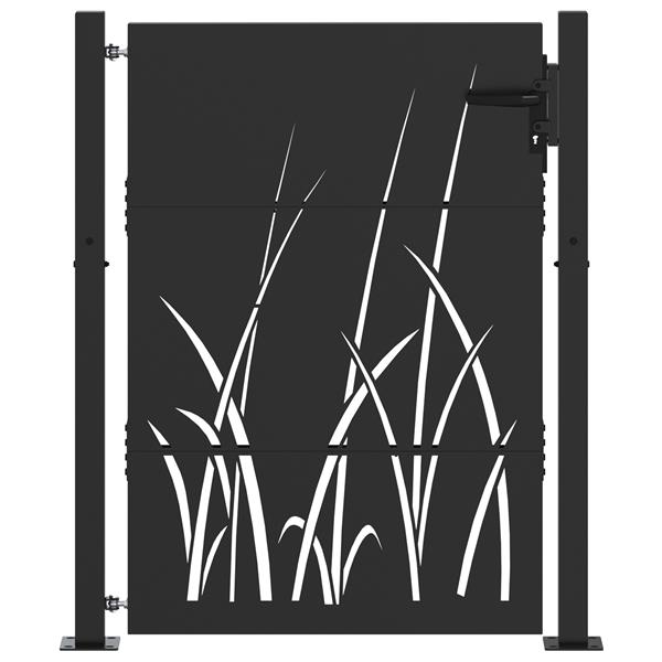 Grote foto vidaxl tuinpoort zwart 105 x 125 cm poedergecoat staal tuin en terras hekken en schuttingen