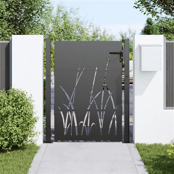 Grote foto vidaxl tuinpoort zwart 105 x 125 cm poedergecoat staal tuin en terras hekken en schuttingen