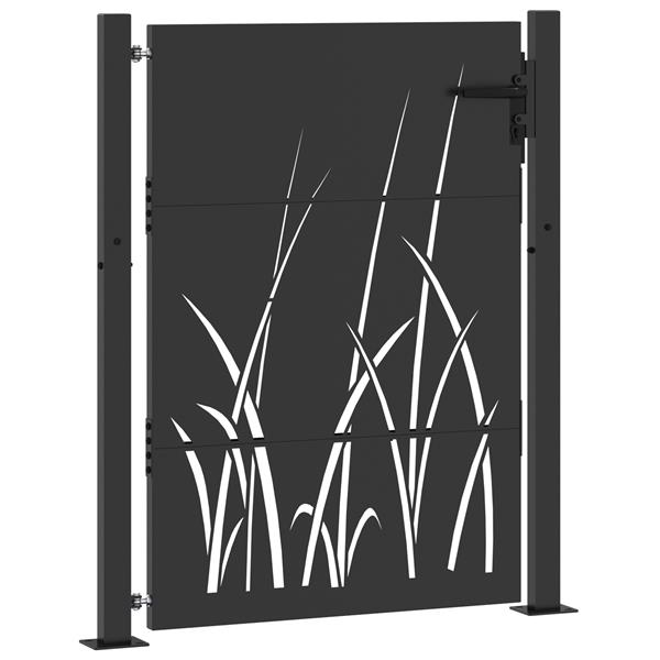 Grote foto vidaxl tuinpoort zwart 105 x 125 cm poedergecoat staal tuin en terras hekken en schuttingen