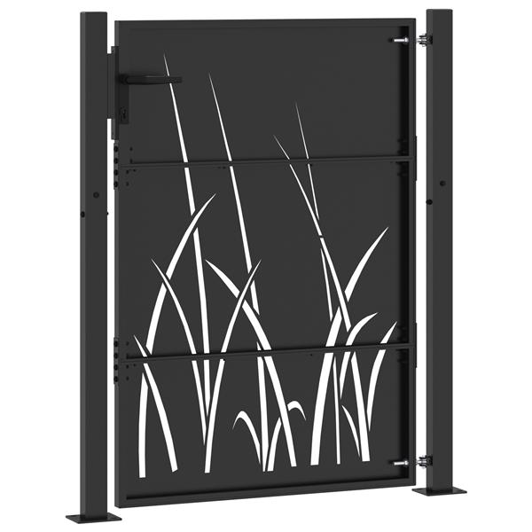 Grote foto vidaxl tuinpoort zwart 105 x 125 cm poedergecoat staal tuin en terras hekken en schuttingen