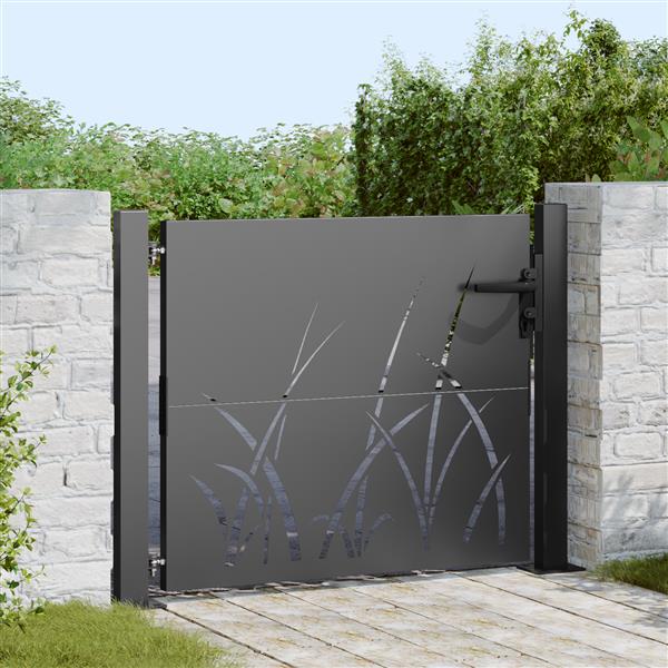 Grote foto vidaxl tuinpoort zwart 105 x 100 cm poedergecoat staal tuin en terras hekken en schuttingen