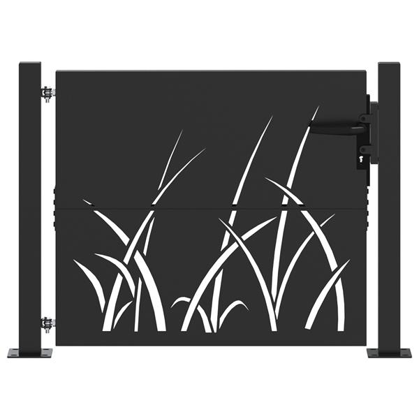 Grote foto vidaxl tuinpoort zwart 105 x 100 cm poedergecoat staal tuin en terras hekken en schuttingen