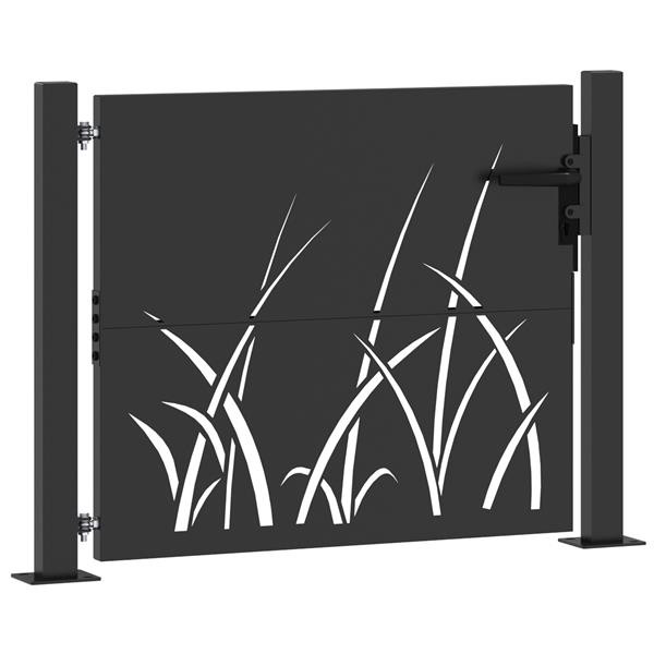 Grote foto vidaxl tuinpoort zwart 105 x 100 cm poedergecoat staal tuin en terras hekken en schuttingen
