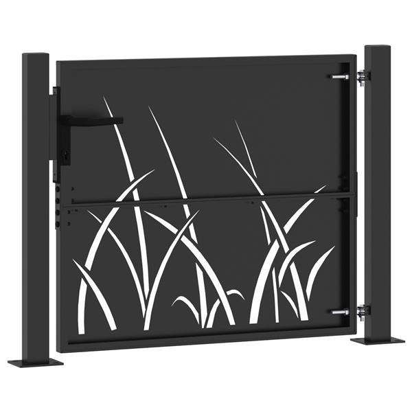 Grote foto vidaxl tuinpoort zwart 105 x 100 cm poedergecoat staal tuin en terras hekken en schuttingen
