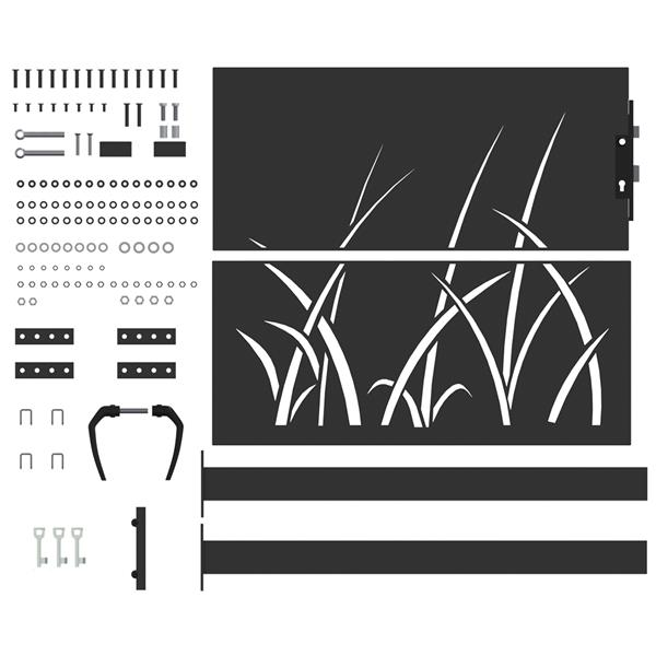 Grote foto vidaxl tuinpoort zwart 105 x 100 cm poedergecoat staal tuin en terras hekken en schuttingen