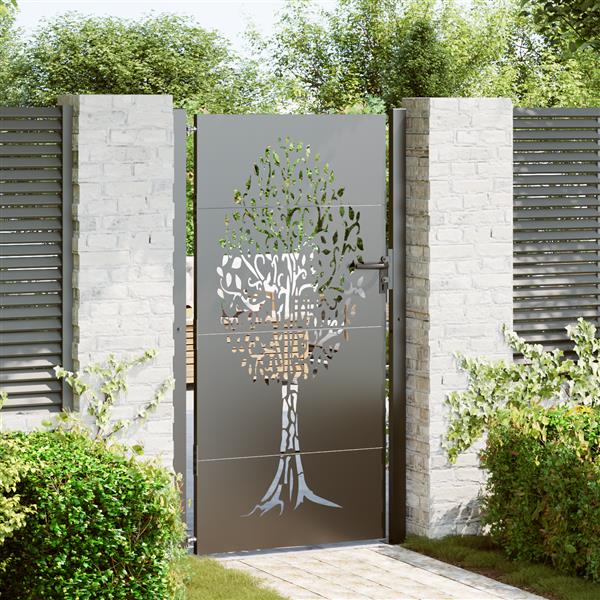 Grote foto vidaxl tuinpoort anders zwart 105 x 175 cm poedergecoat staal tuin en terras hekken en schuttingen