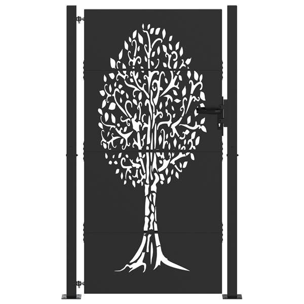 Grote foto vidaxl tuinpoort anders zwart 105 x 175 cm poedergecoat staal tuin en terras hekken en schuttingen