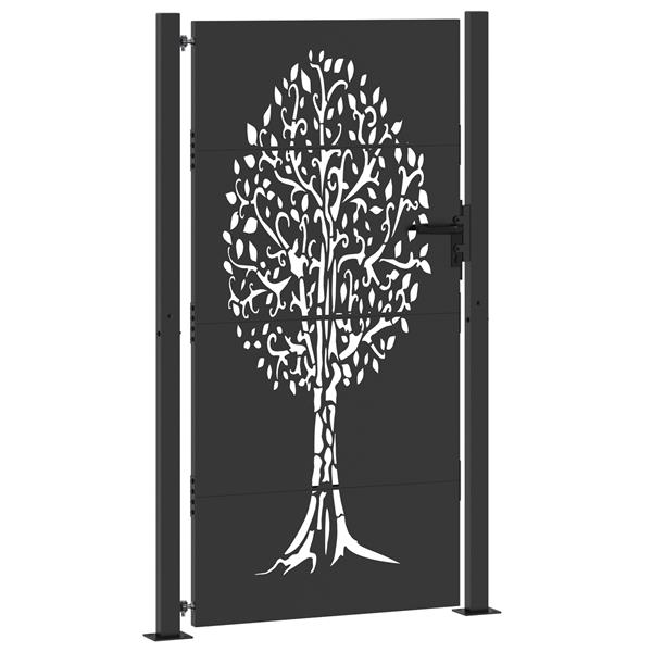 Grote foto vidaxl tuinpoort anders zwart 105 x 175 cm poedergecoat staal tuin en terras hekken en schuttingen