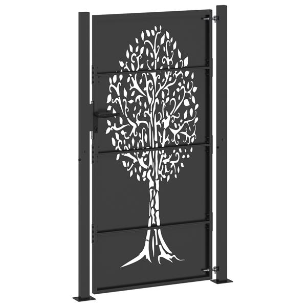 Grote foto vidaxl tuinpoort anders zwart 105 x 175 cm poedergecoat staal tuin en terras hekken en schuttingen