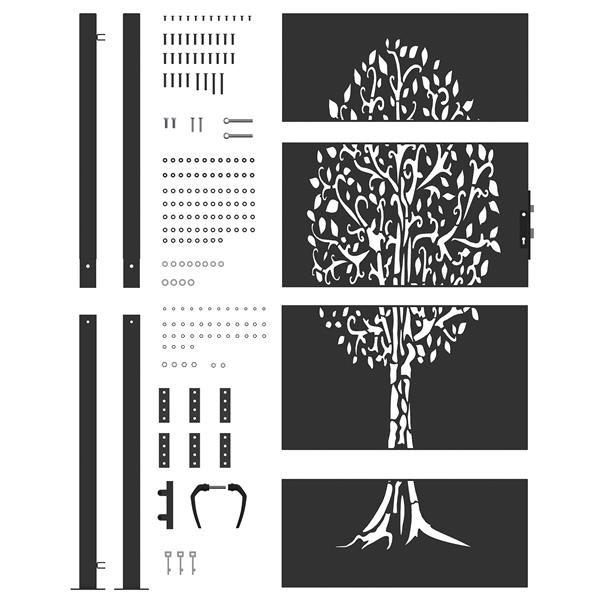 Grote foto vidaxl tuinpoort anders zwart 105 x 175 cm poedergecoat staal tuin en terras hekken en schuttingen