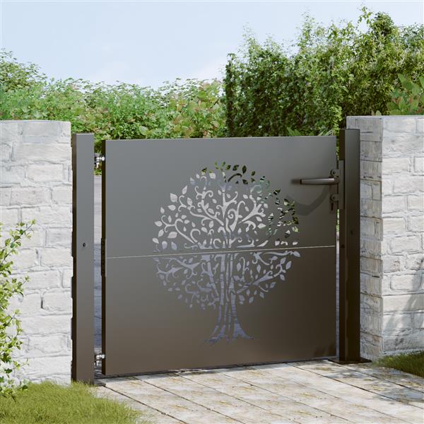 Grote foto vidaxl tuinpoort anders zwart 105 x 100 cm poedergecoat staal tuin en terras hekken en schuttingen