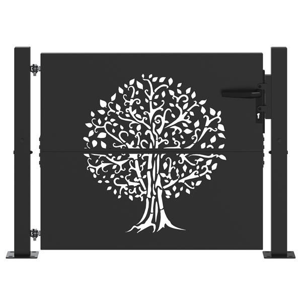 Grote foto vidaxl tuinpoort anders zwart 105 x 100 cm poedergecoat staal tuin en terras hekken en schuttingen