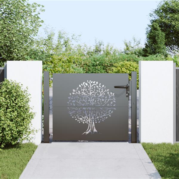 Grote foto vidaxl tuinpoort anders zwart 105 x 100 cm poedergecoat staal tuin en terras hekken en schuttingen