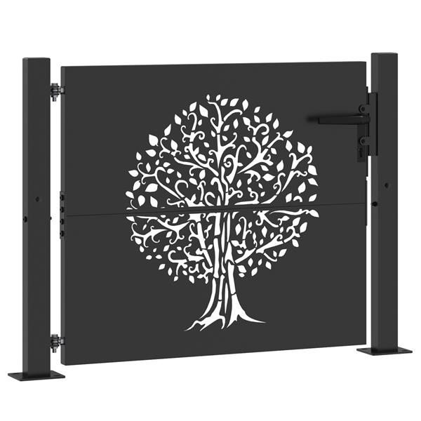 Grote foto vidaxl tuinpoort anders zwart 105 x 100 cm poedergecoat staal tuin en terras hekken en schuttingen