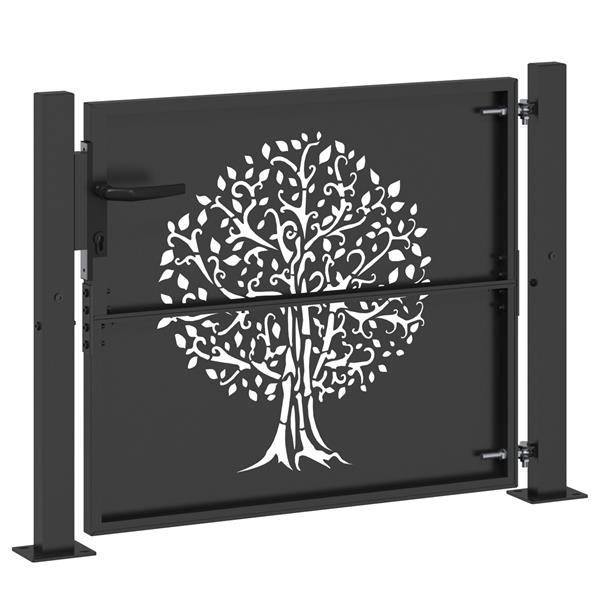 Grote foto vidaxl tuinpoort anders zwart 105 x 100 cm poedergecoat staal tuin en terras hekken en schuttingen